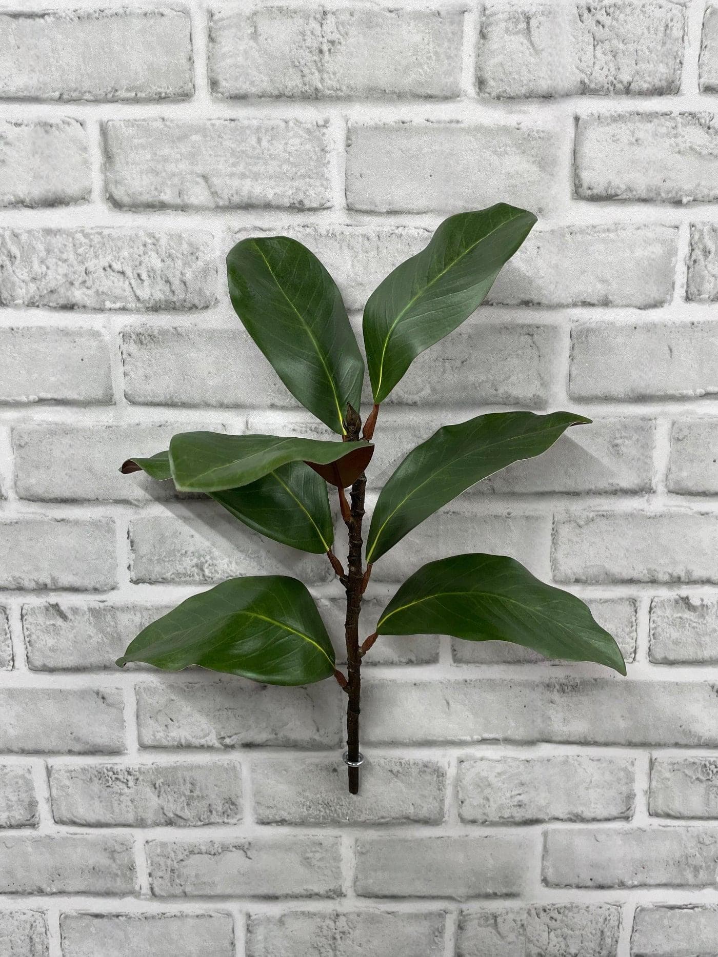 16" Faux Green Magnolia Spray, Artificial Magnolia Leaves Branch with Pod, Classic Wedding Centerpiece Filler, Luxury Tabletop Greenery