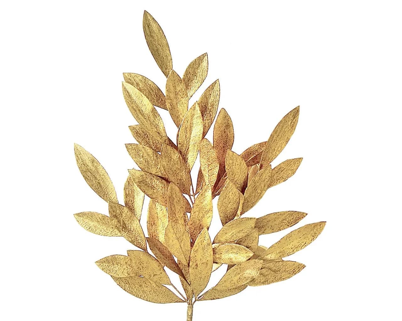 Gold Bay Leaf Spray 24" – Faux Patina Leaf Stem, Artificial Metallic Foliage for Wedding Centerpieces, Floral Arrangements & Home Decor