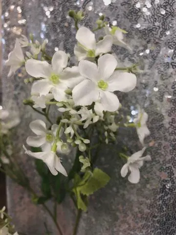 14" Small White Star Flower Artificial Stem, 3 Head Floral Filler Spray, 14" Realistic Faux Flowers for Adding Texture to Event Decor