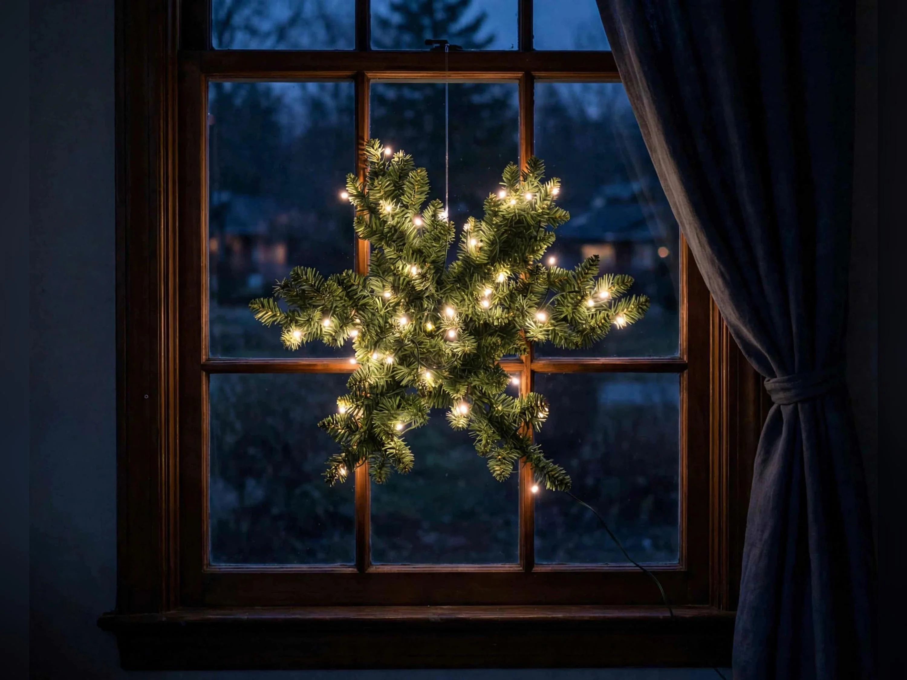 24 In Pre Lit Snowflake Decoration, 50 LED Lighted Snowflake, Battery Operated Christmas Wall Hanging Light
