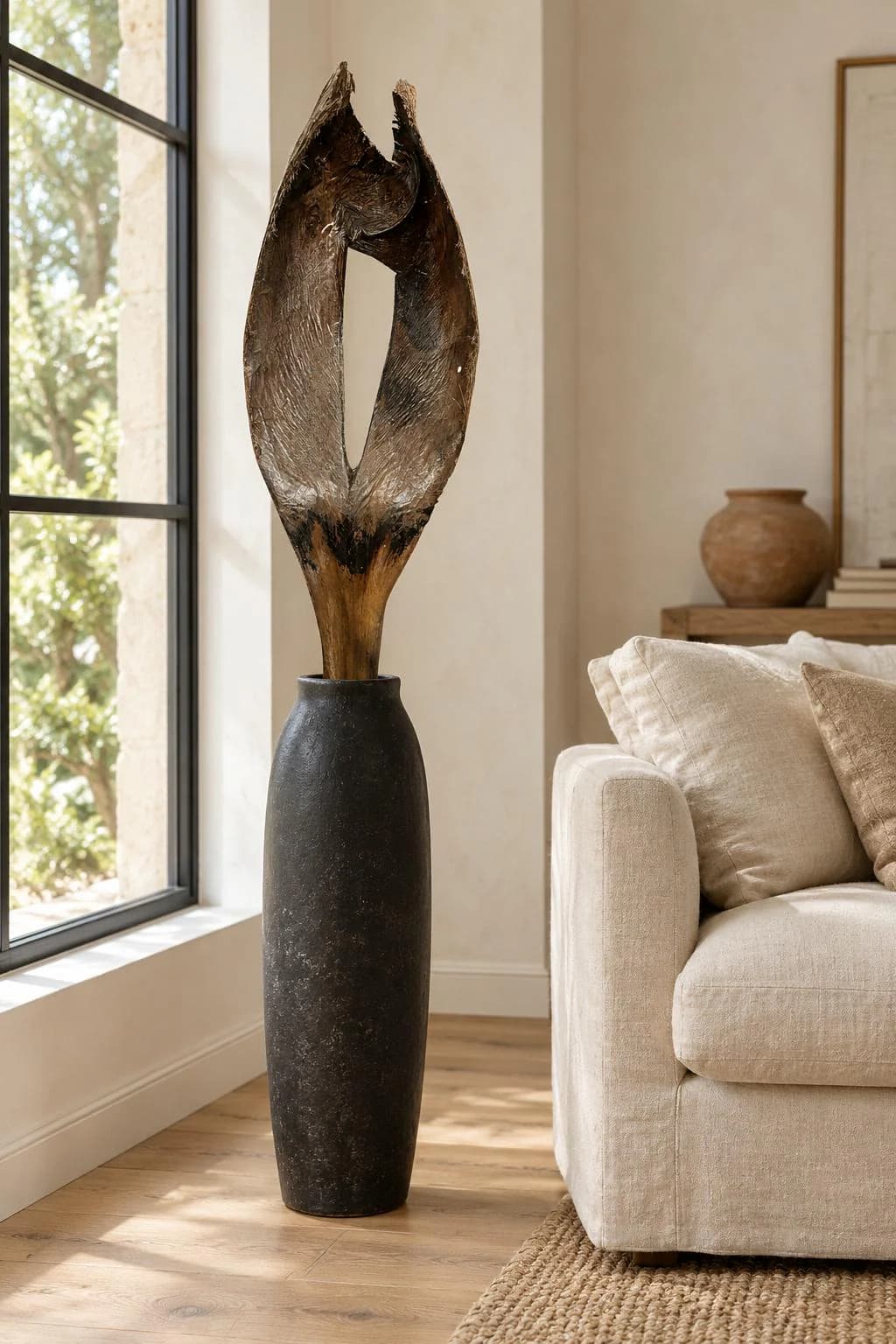 Long Dried Palm Sing Pod 48 to 60 Inch | Giant Natural Palm Spathe | Tall Floor Vase and Boho Statement Decor