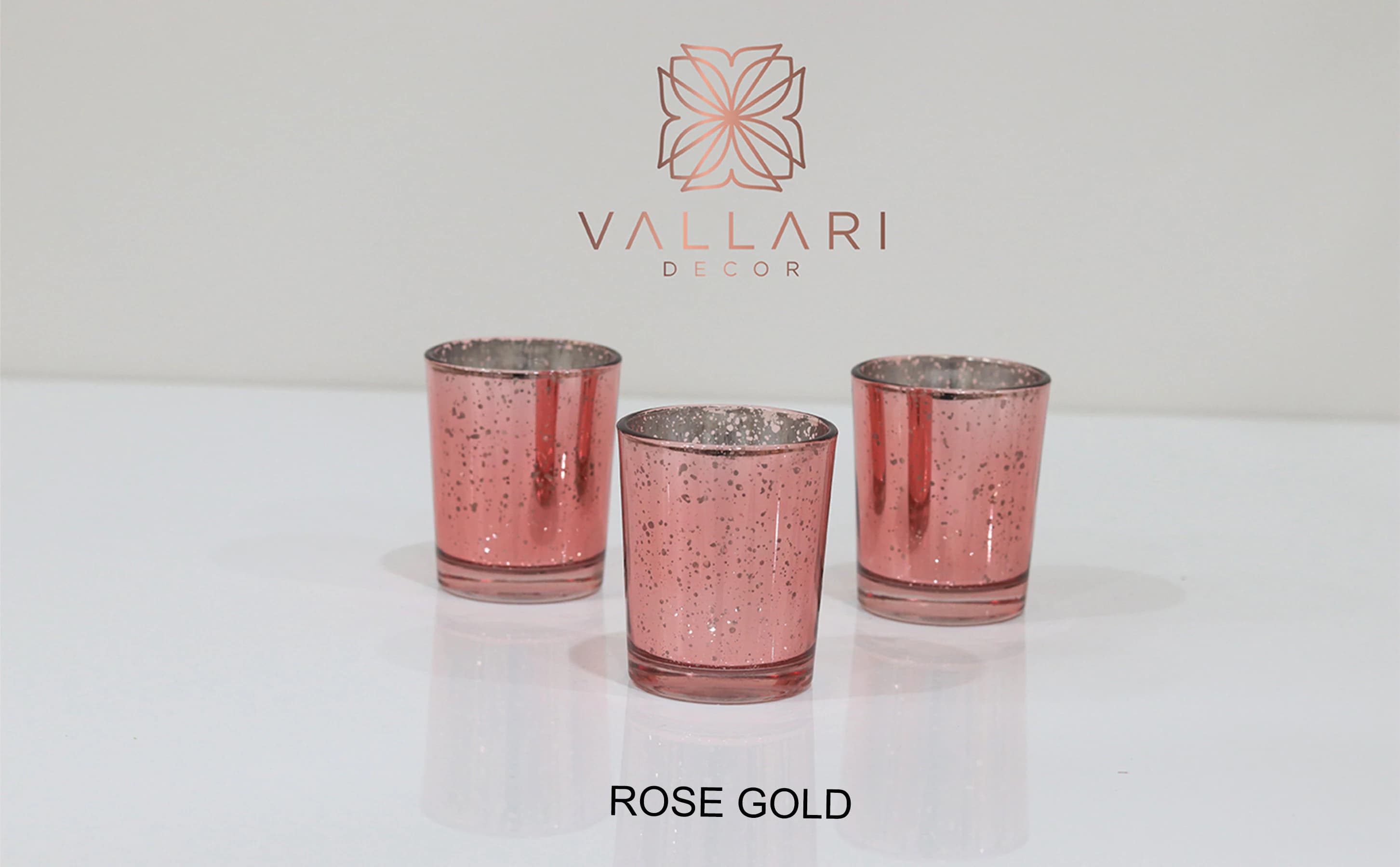 Set of 12 Mercury Glass Rose Gold Speckled Glass Candle Holders Votive Holder Led Candleholder Tea Light Wedding 2.5 Winter Christmas