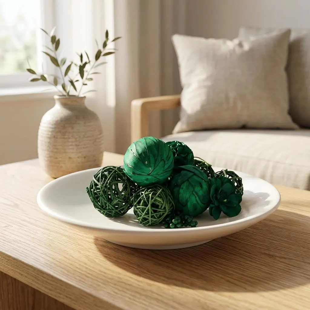 Green Deco Balls Assorted Colors, 6 Decorative Balls, Rustic Decor Ideas, Rustic Bawl Filler, Wicker Decoration,  Rustic Table Decor