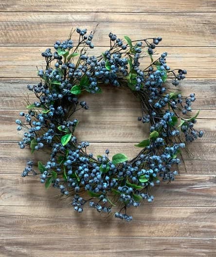 22" Blue Berry Wreath/Fall Wreath/Natural Wreath/Outdoor Wreath/Green Outdoor Wreath/Green Leaf/Autumn Wreath/Artificial Fall Wreath
