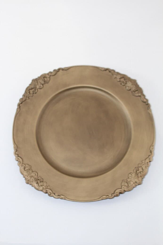 13" Gold Vintage Flower Stud Charger Plate/Wedding Decor/Home Decor/Dinner Party/Antique Theme/Antique Dinner Theme/Gatsby Theme/Dining