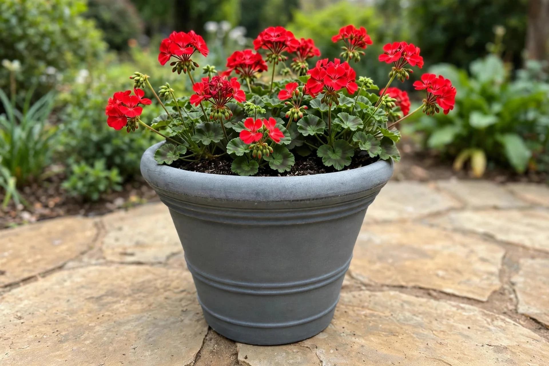 Eco Plastic Ancona Pot Slate 18x13.7 Inch | Classic Flowerpot Rolled Rim | Garden Pot