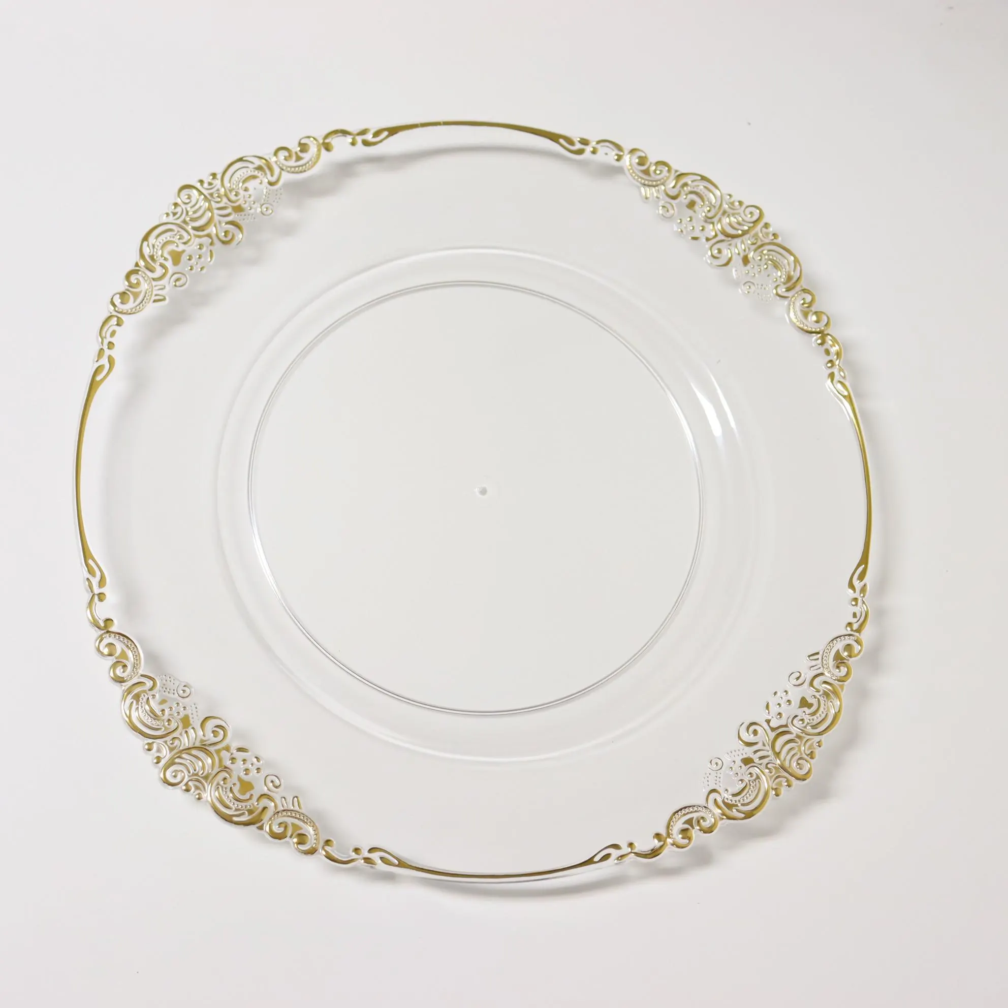 13" Gold Vintage Clear Charger Plate/Plates/Wedding Decor/Home Decor/Dinner Party/Antique Theme/Antique Dinner Theme/Gatsby Theme/Dining