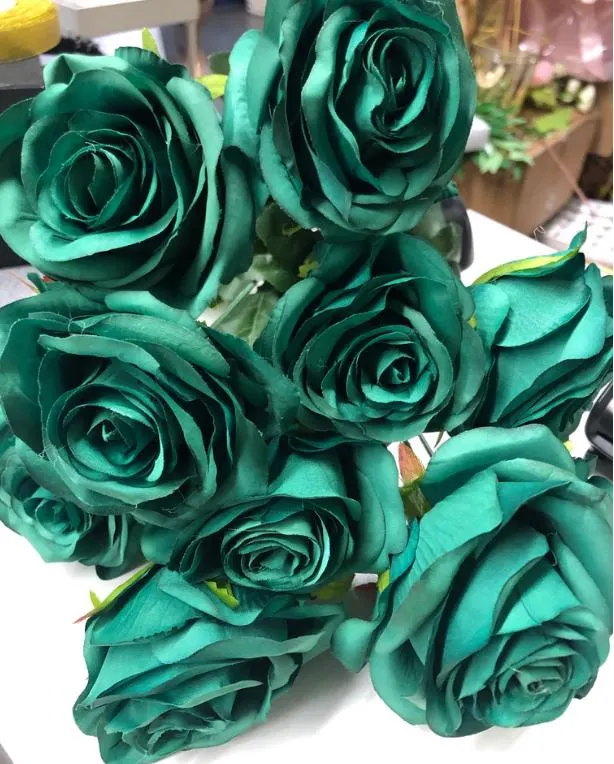 Emerald Rose Bush/Violet Rose Bush/Faux Flowers/Mutiple sizes/Aisle decor/ Centerpiece/Home Decor/Yellow Flowers/Roses