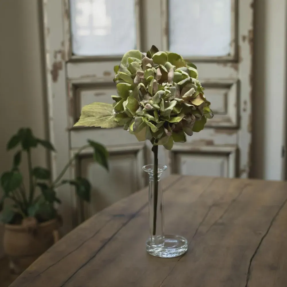 14” Green Dried Look Hydrangea Stem | Real Touch Faux Hydrangea | Antique Green Floral| Greenery Bloom | Luxury Wedding Bouquet | Home Decor