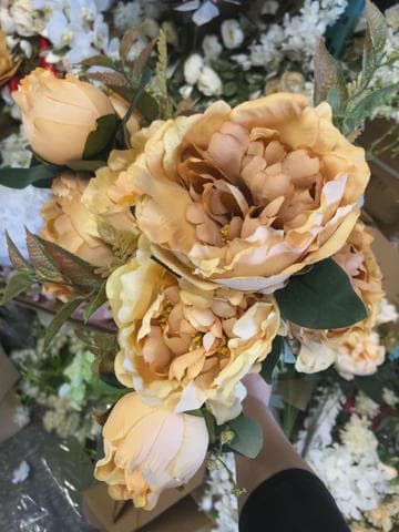 49" Faux Peonies Gold Peony Bunch (Coffee Mix)/ Wedding Decor/ Back Drop/Nutual/Fall Boho Decor