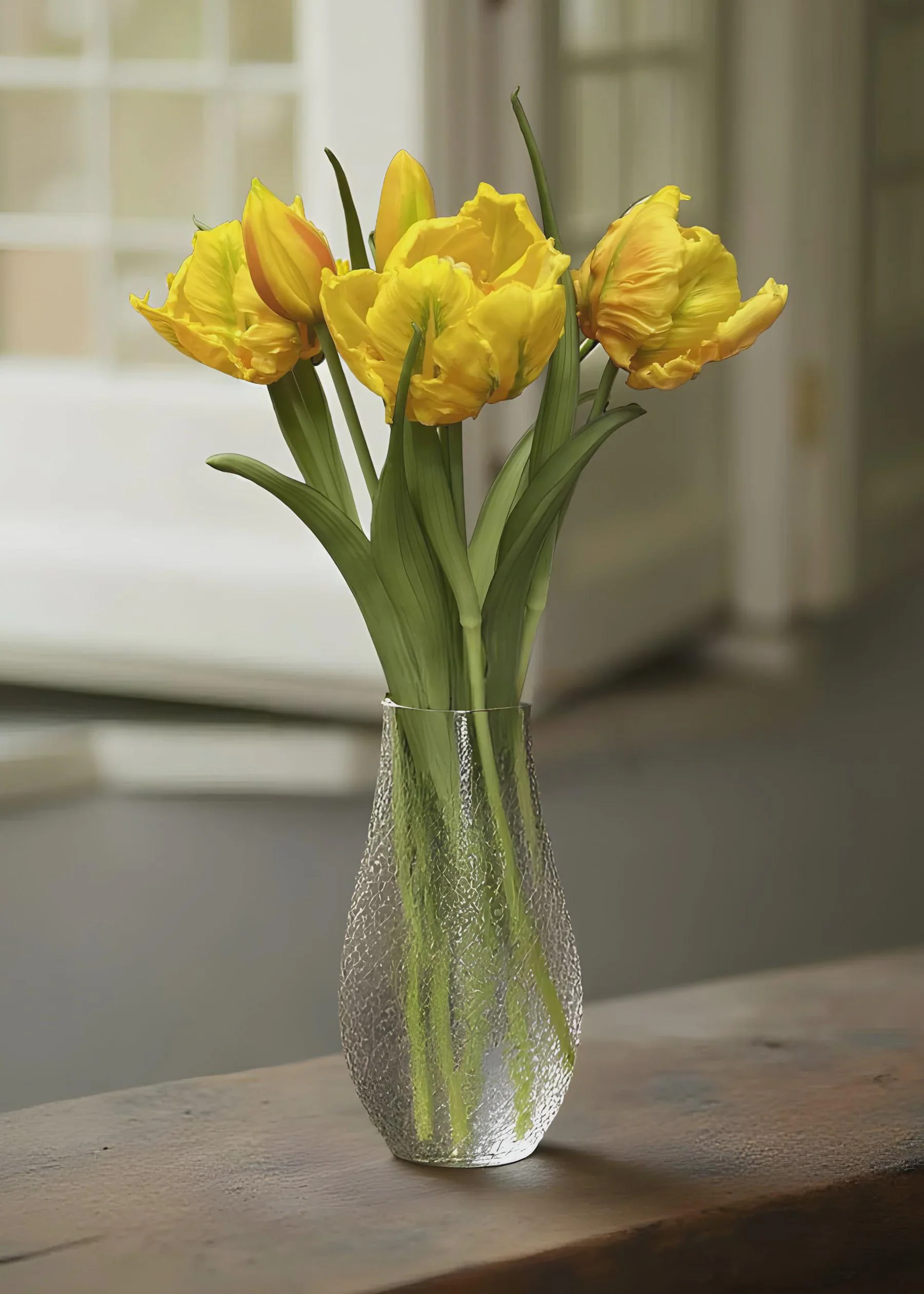 16" Fresh Touch Yellow/Green Tulipa Parrot Tulips Bunch/Pink Tulips /Wedding Centerpieces/Home Decor/Faux Flowers/Silk Flower/Flower Bouquet