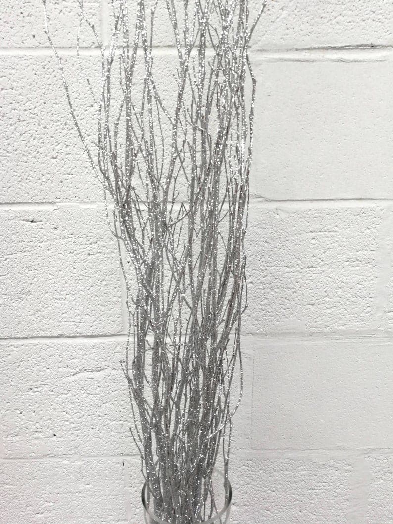 Silver Sparkly/Curly Twigs/Branches/Centerpiece decor/ Decoration Branches/Gold Branches/Glitter Branches/Silver Branches