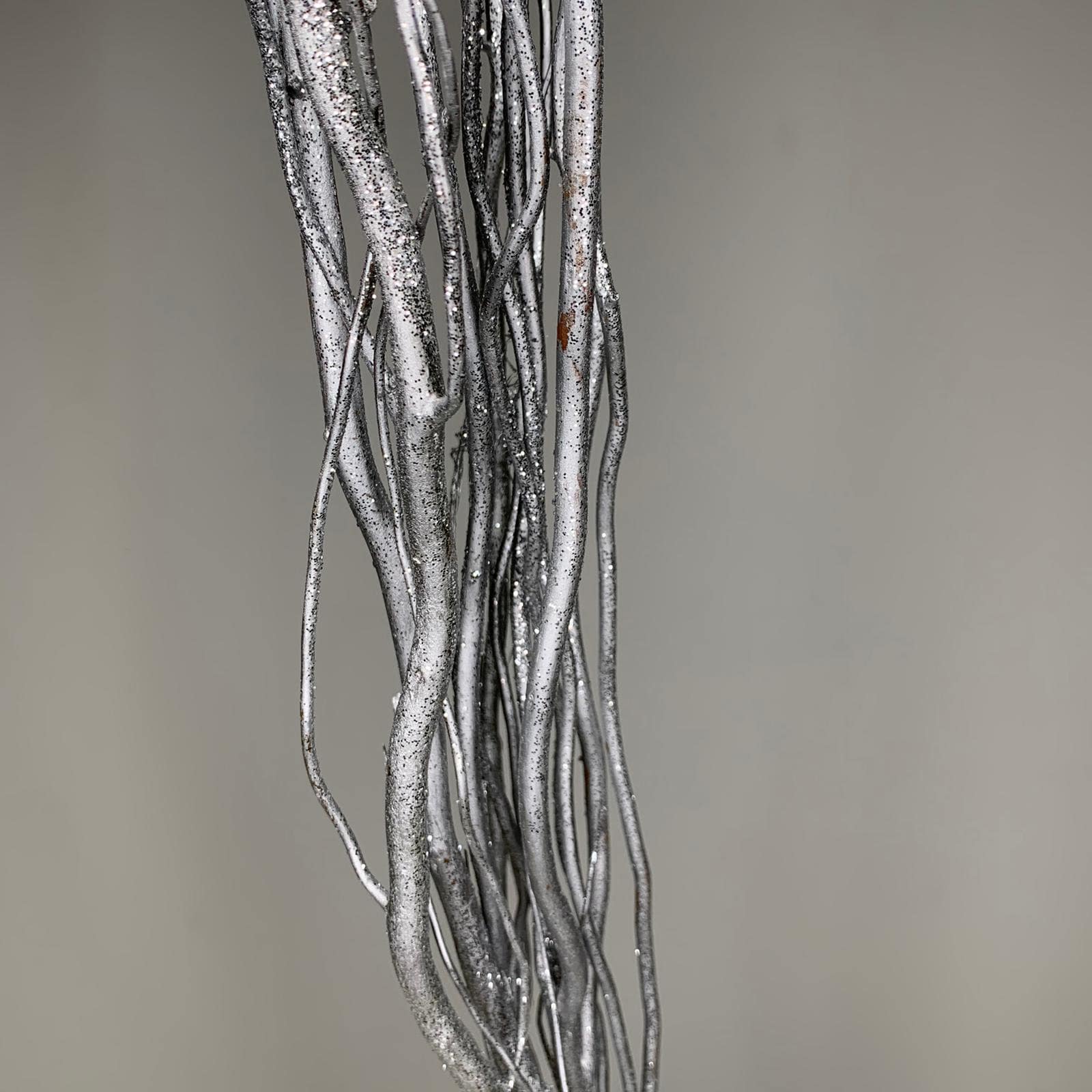 4 FT SPARKLY Silver Willow Natural Branch/Curly Twigs/Branches/Centerpiece decor/ Winter/ Branches/Branches/Glitter Branches/Silver Branches