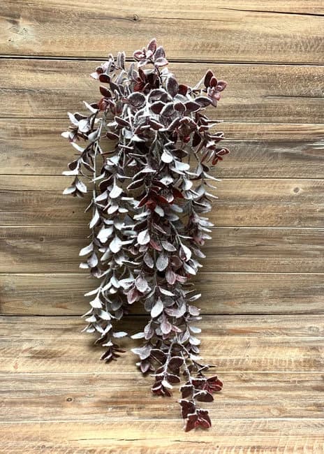 29" Snowy Burgundy Agalia Hanging Bush/Christmas Decor/Christmas Decor Idea/Christmas Decoration/Holiday Decoration/Table Decor/Holly Bush