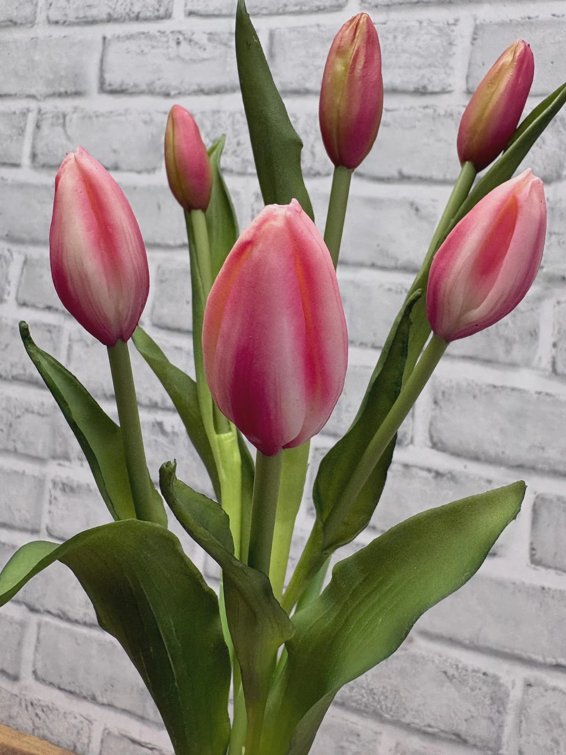 18.5" Fresh Touch Cotton Candy Tulip Bud Bundle (6 Buds) –Faux Pastel Tulip Pick, Lifelike Artificial Spring Tulips for Vases & Easter Decor
