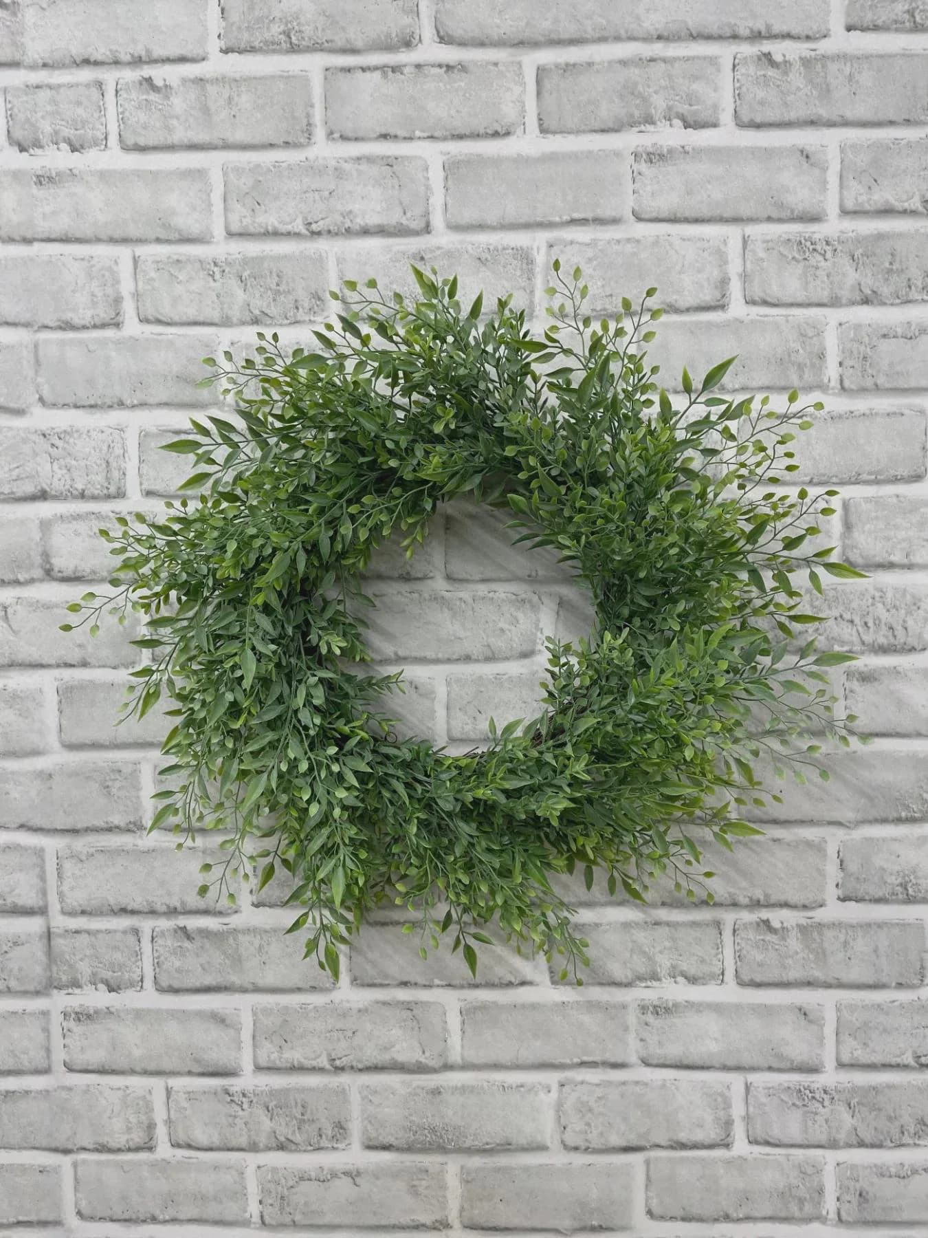 Artificial Smilax Green Wreath 15", Large Faux Candle Ring for Hurricane Vases, Wedding Centerpiece Table Ring, 8" Inside Base Wreath