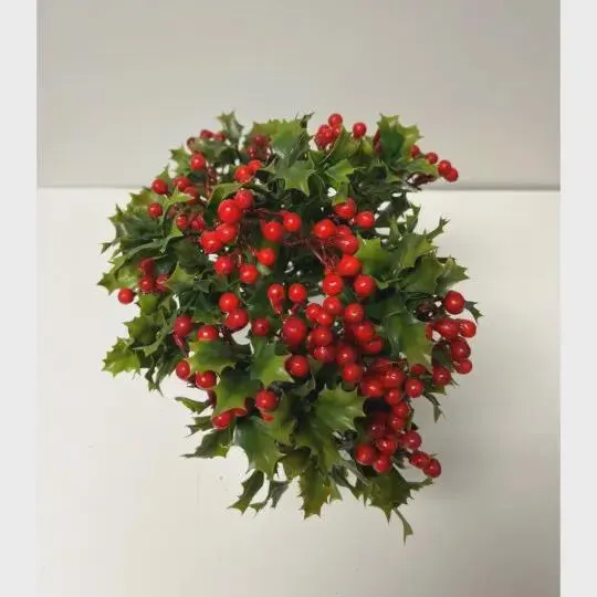 13" Holly And Berry Bush/Sprays/Wedding Decor/Holiday Decor/Fall Decor/Table Decor/Cedar Spray/Natural Spray/DIY Craft/Holiday DIY