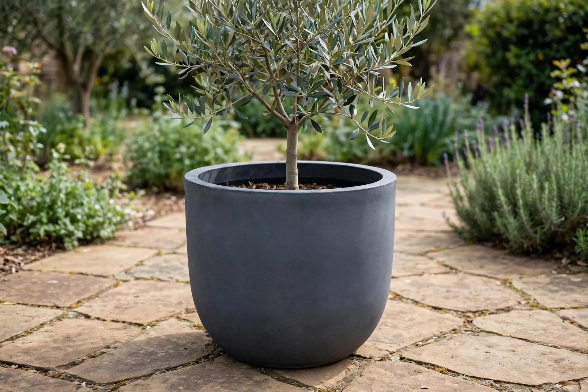 Eco Plastic Uovo Pot Slate 22x21 Inch | Extra Large Egg Planter | Lightweight Garden Pot