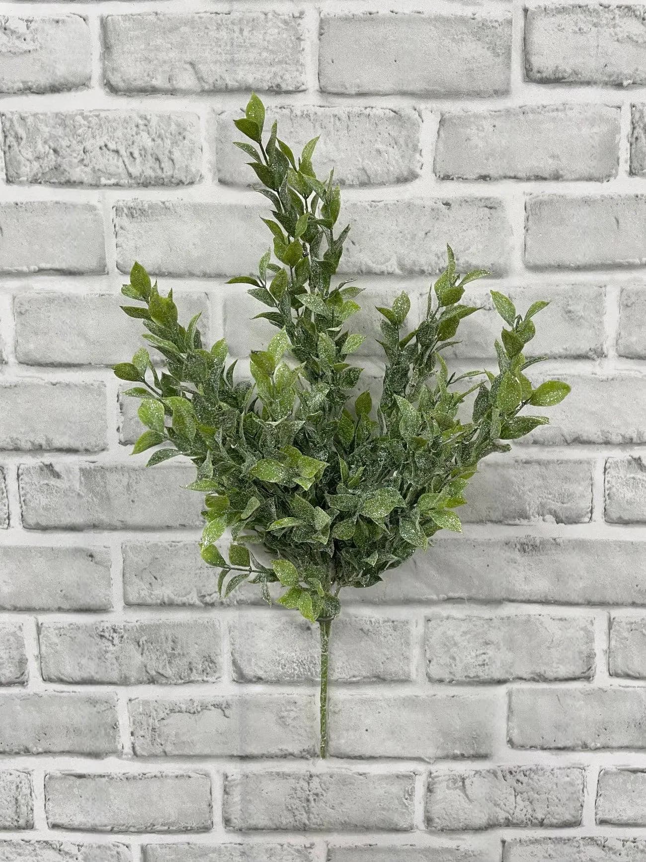 18" Glittered Smilax Bush, Faux Holiday Greenery Pick, Artificial Christmas Leaf Stem, Metallic Sparkling Vines for Wedding Centerpieces