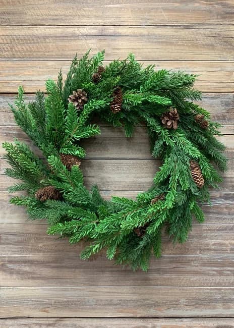 24" Fresh Touch Pine, Spruce and Cypress Wreath with Pine Cones/Artificial Wreath/Green Wreath/Natural Looking Wreath/Outdoor Wreath