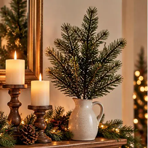 17-inch Plastic Northern Pine Spray for Christmas Wreaths, Garlands & Floral Arrangements, Seasonal Greenery Craft Supply