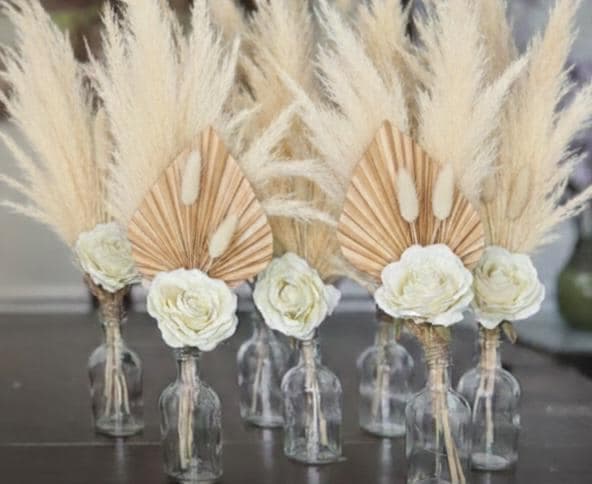 10" Pampas Arrangement Kits Set of 18/Centerpieces/Wedding Decor/Boho arrangements/Dried spears/Silk/Fuax Roses