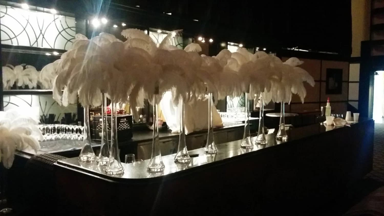 Ostrich Feather Centerpiece Kits with 24" Eiffel Tower Vase/Holly wood glam/Great Gatsby/Bling/Tall Centerpieces/