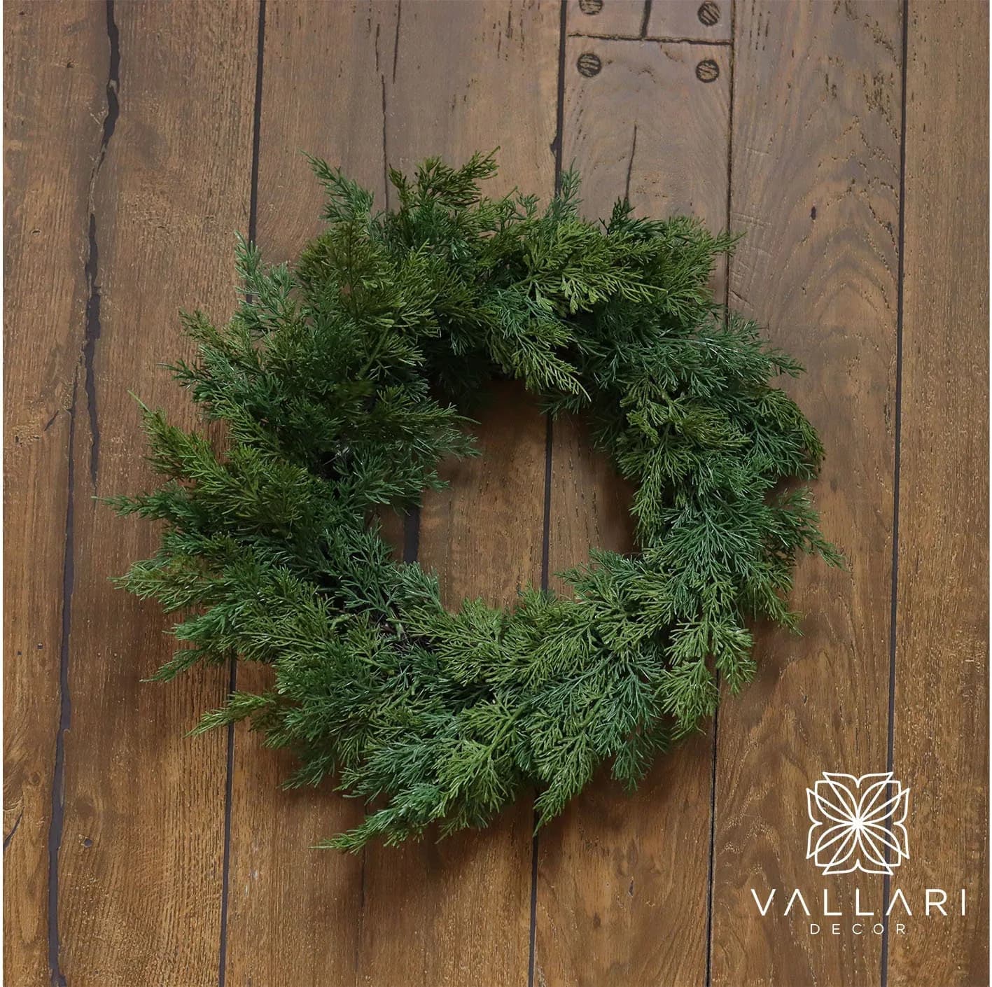 24" Real Touch Alaska Cedar Wreath/Green Artificial Wreath/Green Wreath/Natural Looking Wreath/Outdoor Wreath/Green Outdoor