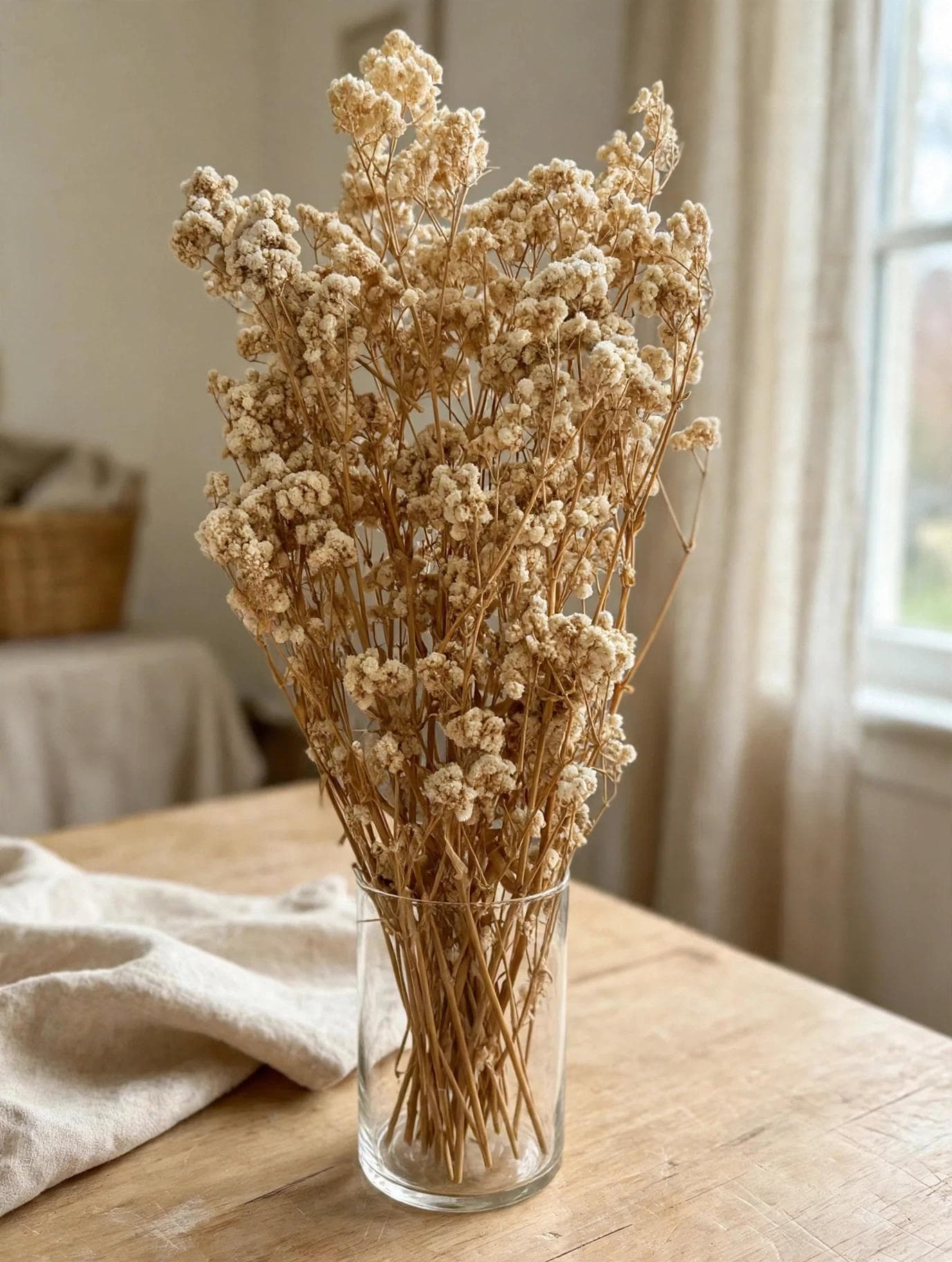 Preserved Gypsophila Large Beige 28 Inch | 4 Oz | Preserved Baby's Breath