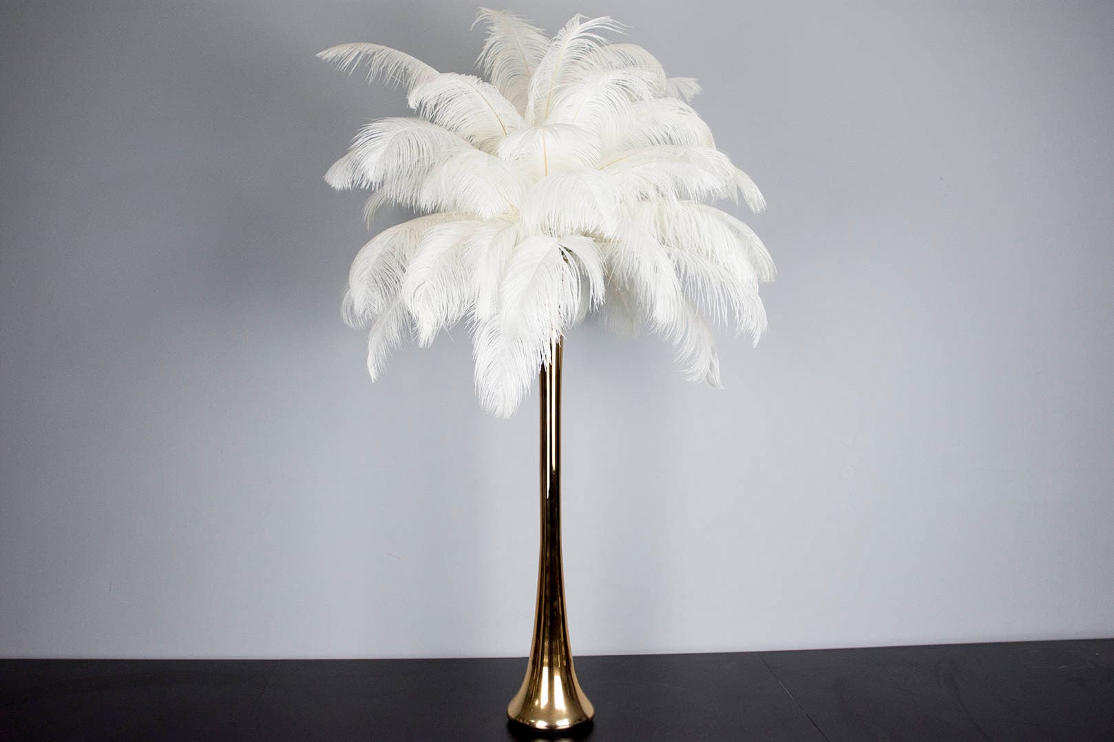 24" Gold Glass Eiffel Tower Ostrich Feather Centerpiece for Weddings/Holiday parties/Great Gatsby/ Roaring 20's/Hollywood Glam Theme