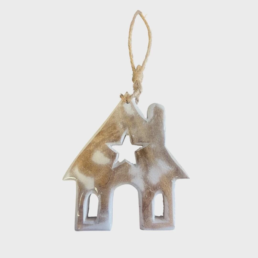 Wooden Hanging House Ornament/Christmas Tree Ornaments/Tree Topper/Ornaments/Tree Decorations/Xmas Decor/Xmas Tree Decor/Holiday Season