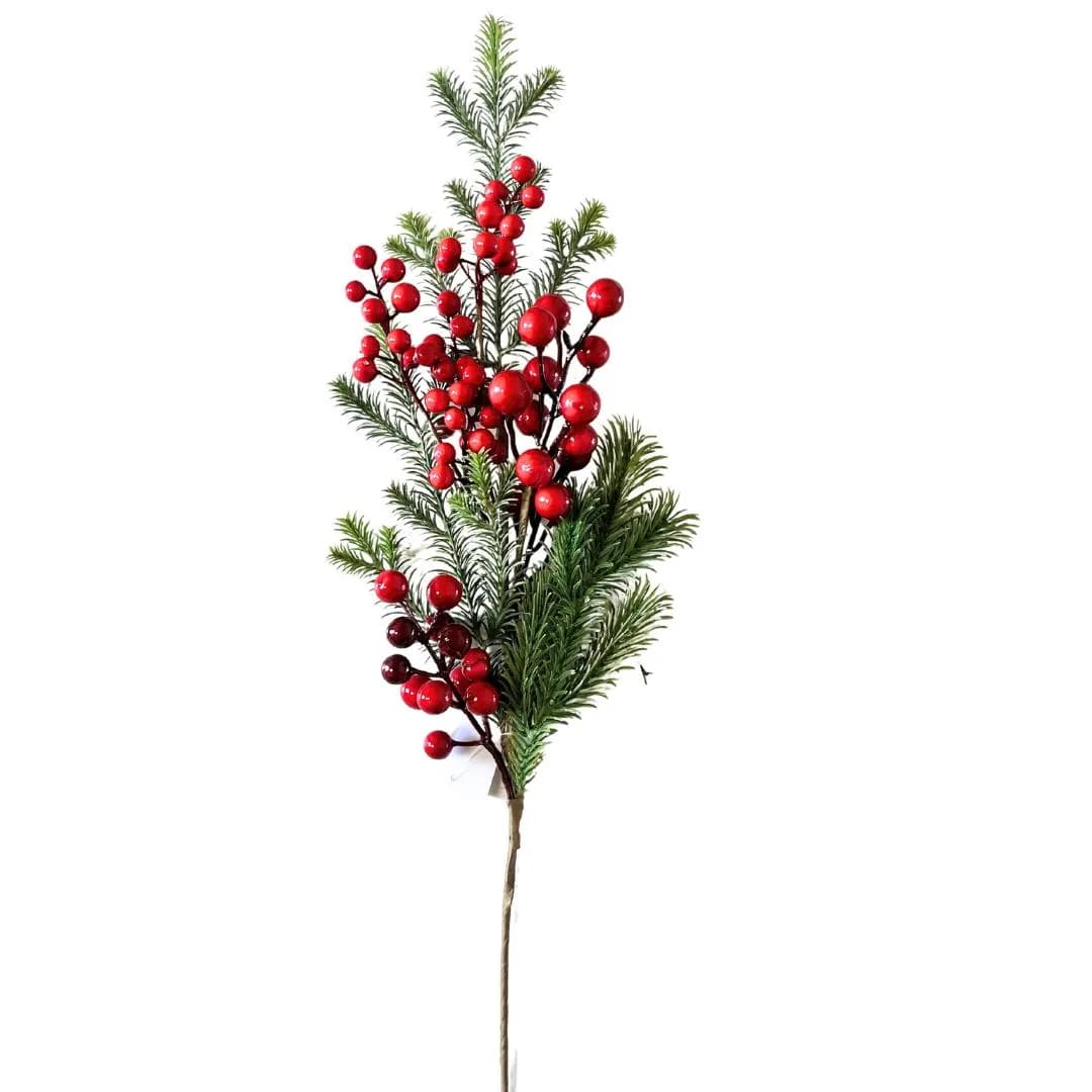 18" Red Berry Spruce pick Water/Frost Proof/picks/Holiday Season/Christmas Decorations/Spruce/Berries