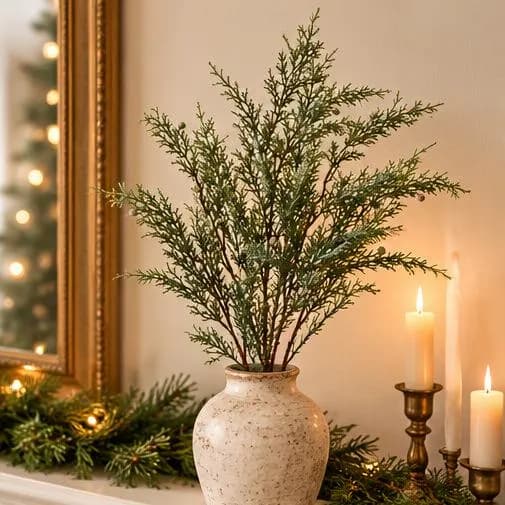 21-inch Plastic Juniper Spray for Christmas Wreaths, Garlands & Floral Arrangements, Seasonal Greenery Craft Supply