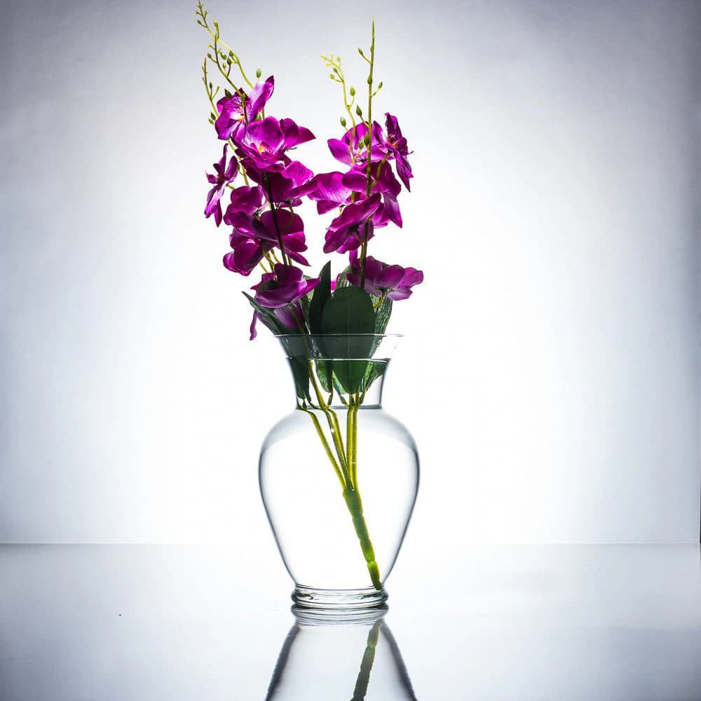 Blue/Purple/White/White with purple Orchids