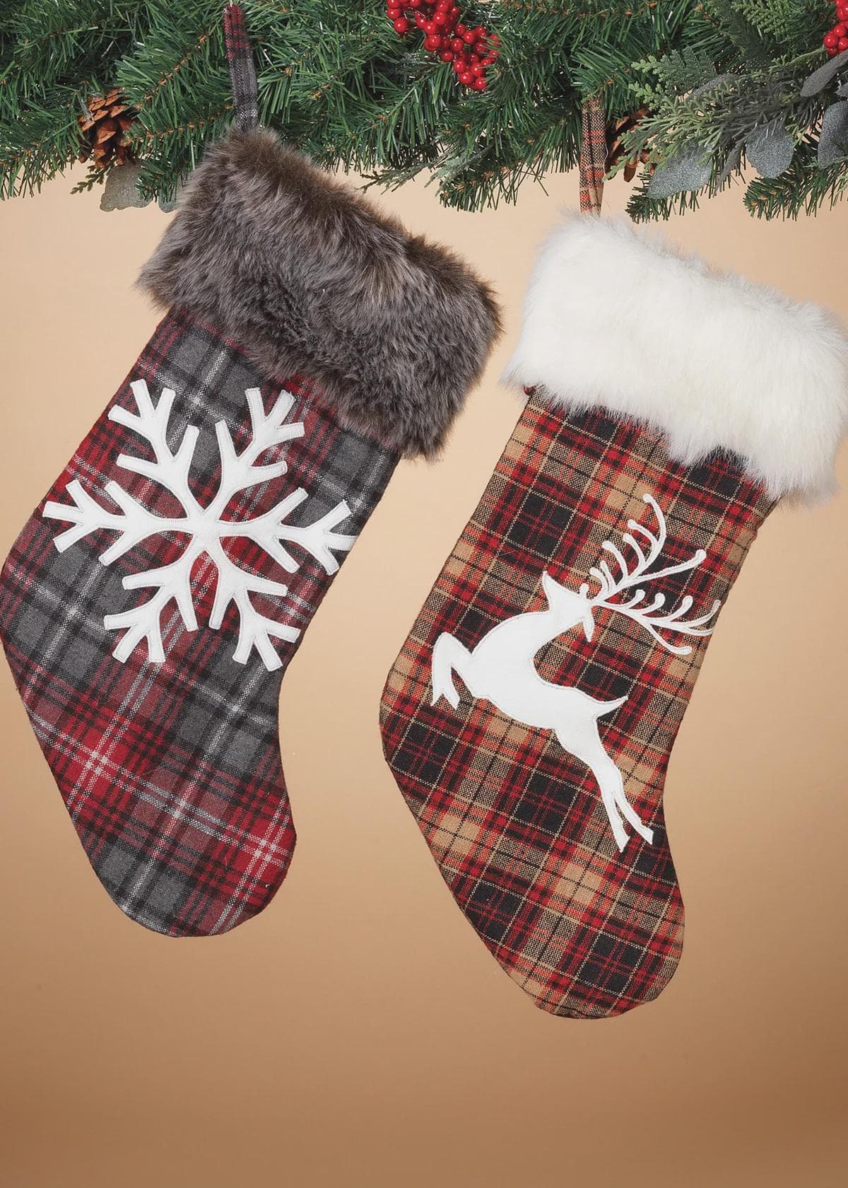 20" Fabric Plaid Stocking/Christmas Tree Ornaments/Tree Topper/Ornaments/Tree Decorations/Xmas Decor/Xmas Tree Decor/Holiday Season