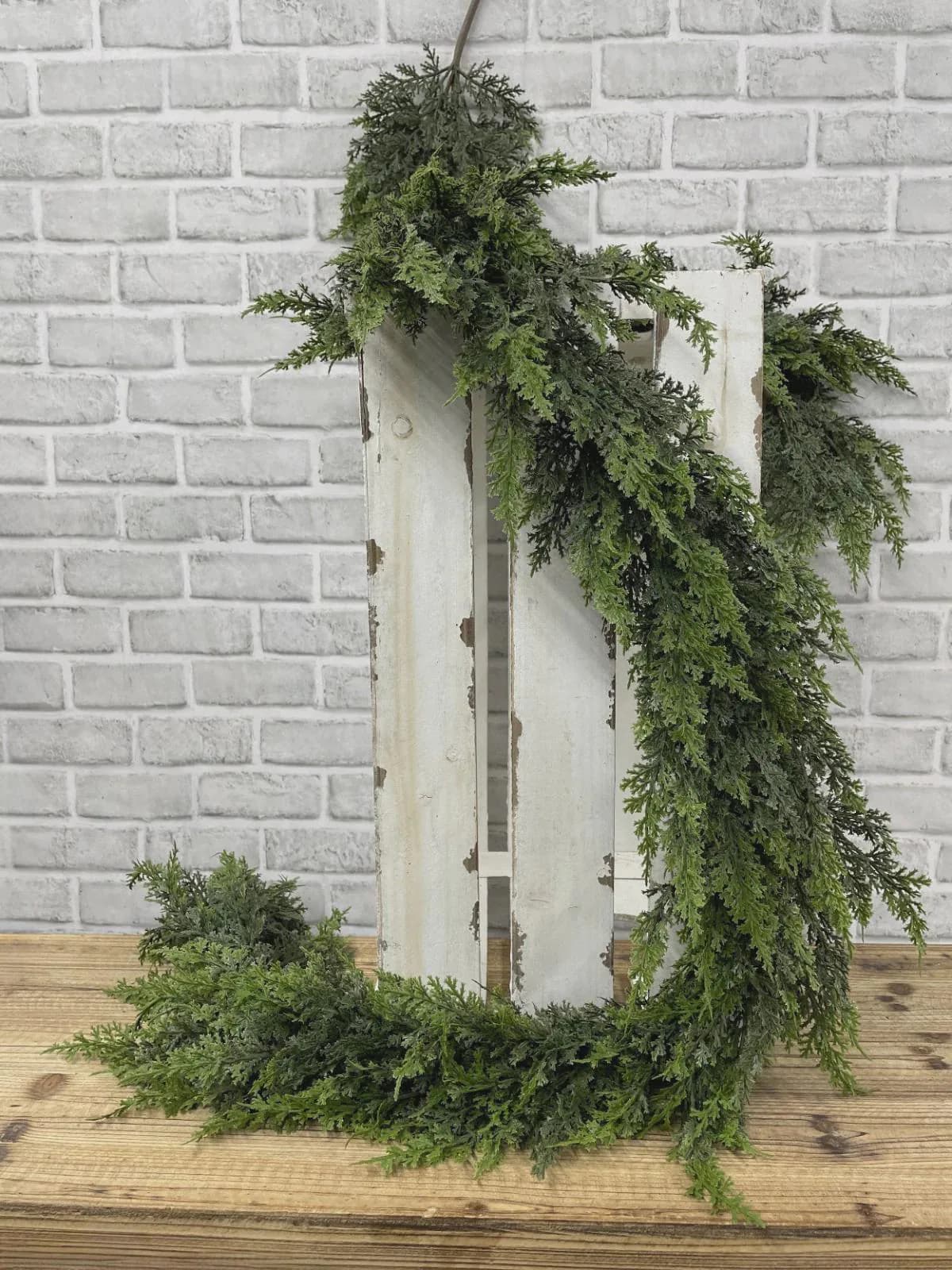 9ft Real Touch Cedar Garland, Faux Eastern Red Cedar Winter Greenery, Luxury Holiday Mantel Swag, Christmas Wedding Arch Table Runner Decor