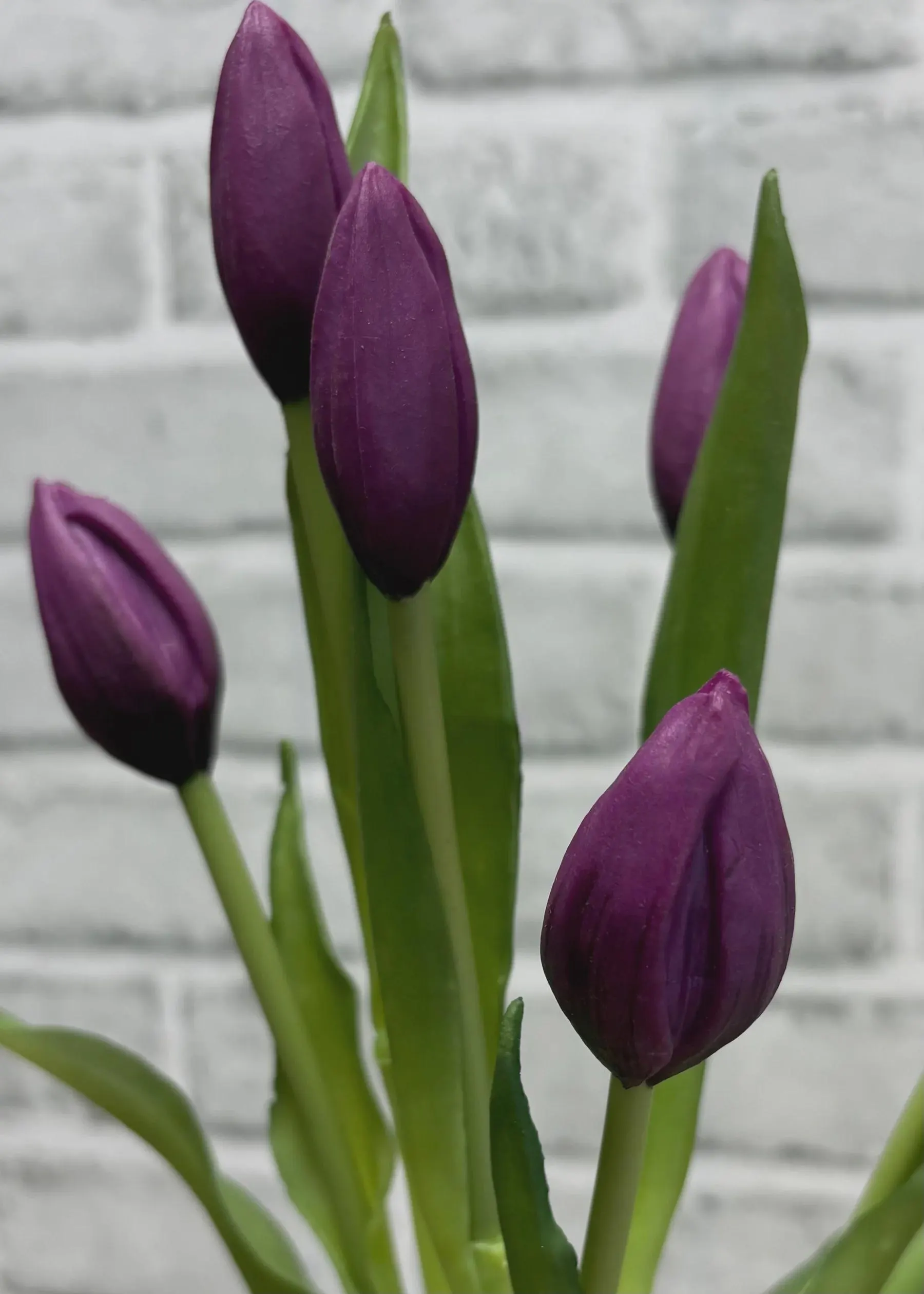 18.5" Purple Tulip Bud Bundle (6 Buds)–Fresh Touch Faux Purple Tulip Pick, Lifelike Artificial Spring Tulips for Vases, Easter & Home Decor