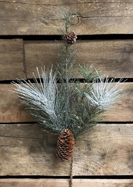 16" Glitter Mixed Pine & Cone Spray/Fall Spray/Pine Spray/Faux Spray/Holiday Decor/Fall Decor/Table Decor/Winter Wedding/Xmas Decor
