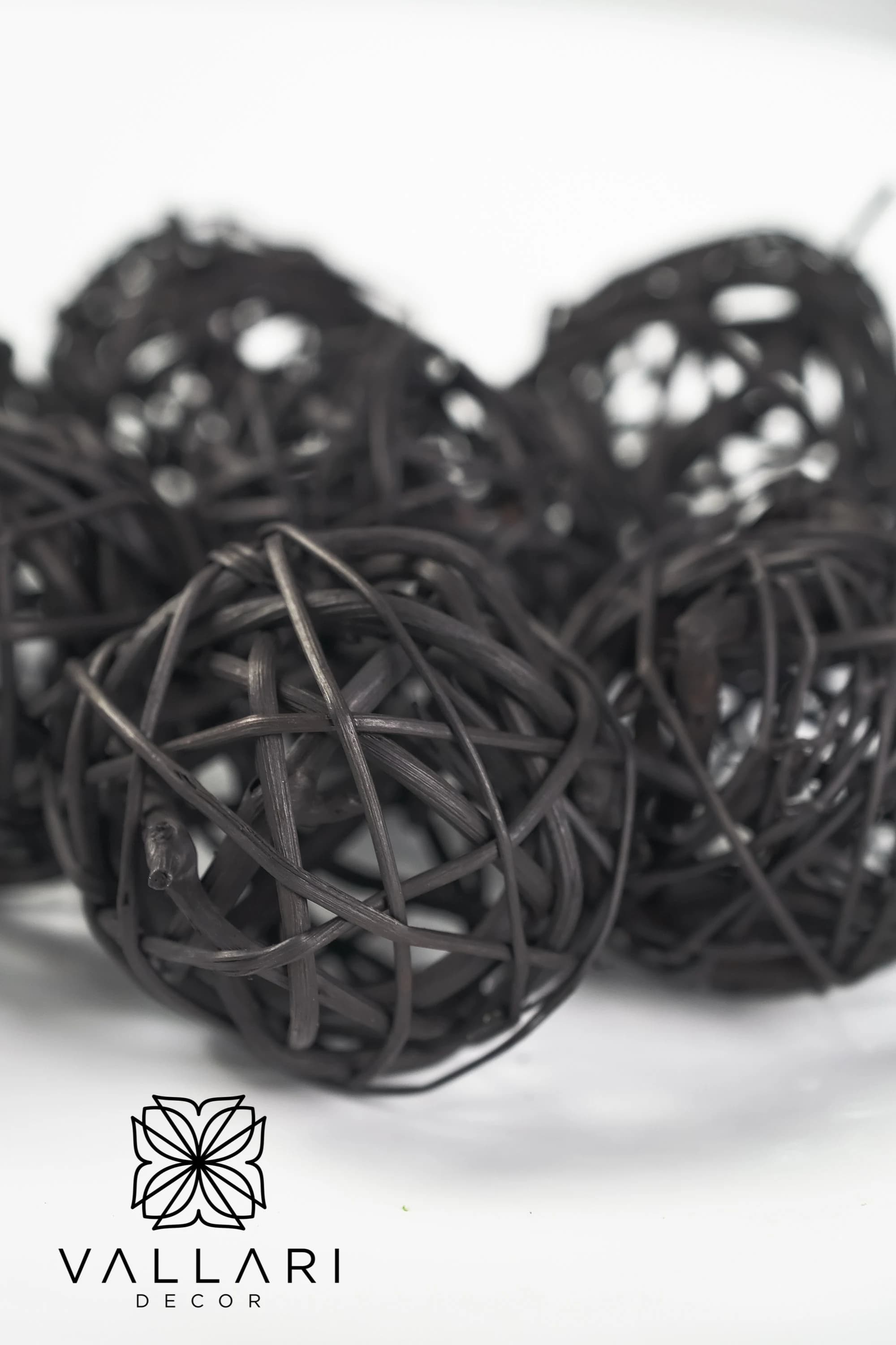 Black 2.5" 8pc Decorative Balls, Rustic Decor Ideas, Rustic Bawl Filler, Wicker Decoration,  Rustic Table Decor