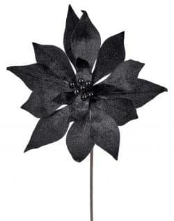20" Black Velvet Pearl Centre Poinsettia Stem/Holiday Decor/Christmas Decorations/Poinsettia Picks/Poinsettia Flowers/Poinsettia Plants