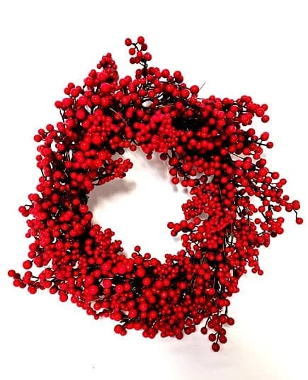 24" Red Berry Wreath/Fall Wreath/Natural Wreath/Outdoor Wreath/Green Outdoor Wreath/Green Leaf/Autumn Wreath/Artificial Fall