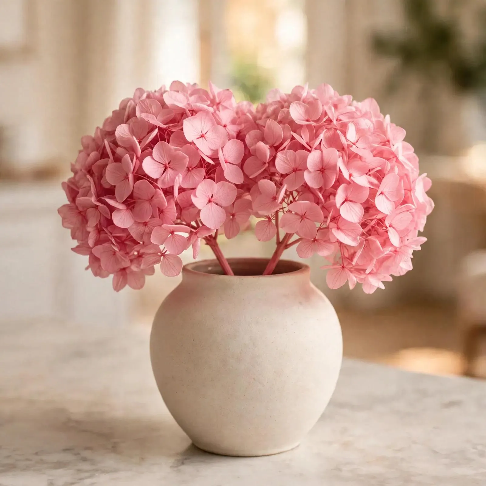 Preserved Large Petal Hydrangea Pink 7-8 Inch | 1-2 Stems | Preserved Flowers