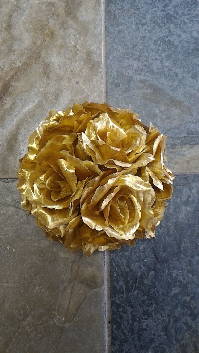 Gold Rose Flower Ball Pomander Wedding decoration Ball Silk Rose Kissing Ball Faux Flowers/Mutiple sizes/Aisle decor/ Centerpiece