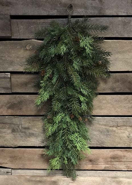 29" Cedar and Hemlock Teardrop/ Faux Garlands/Vines/Greenery/Wedding Centerpieces/Home Decor/Faux Vines/Plastic Cedar