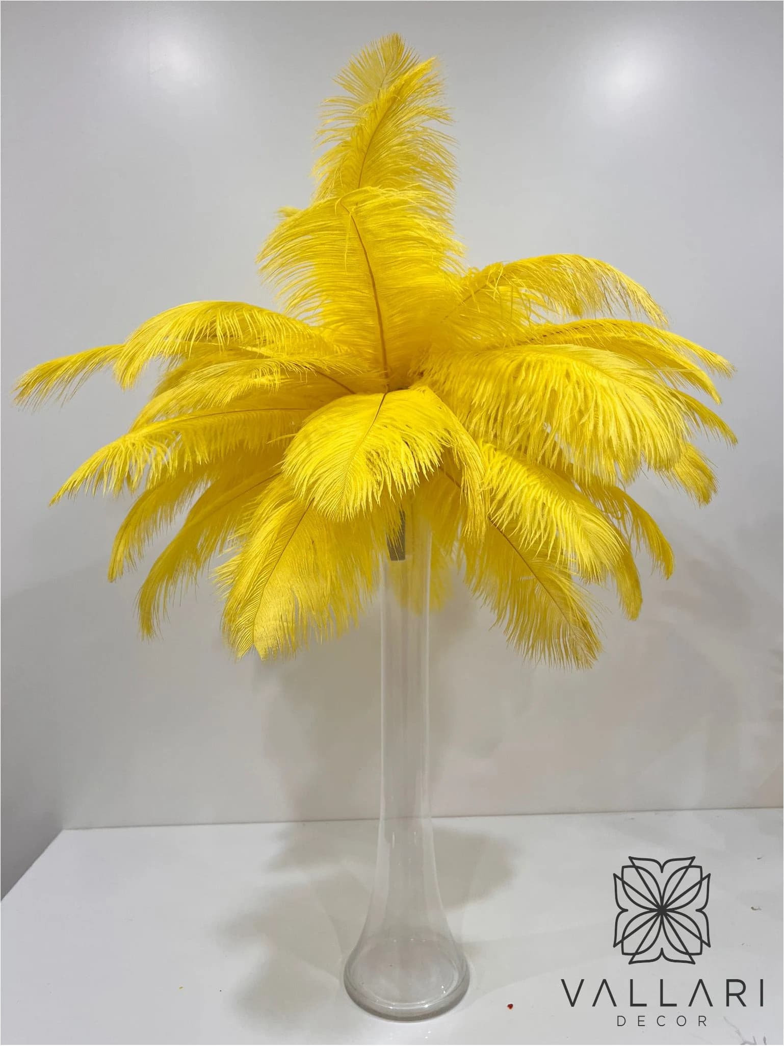 Yellow Ostrich Feather Centerpiece Kits with 24" Eiffel Tower Vase