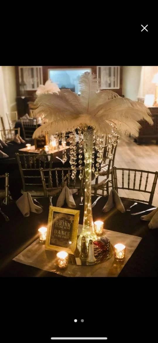 24" Chandelier Vase Ostrich Feather Centrepiece Kit