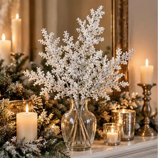 24-inch Bubbled Common Juniper Spray for Christmas Wreaths, Garlands & Floral Arrangements, Seasonal Greenery Craft Supply