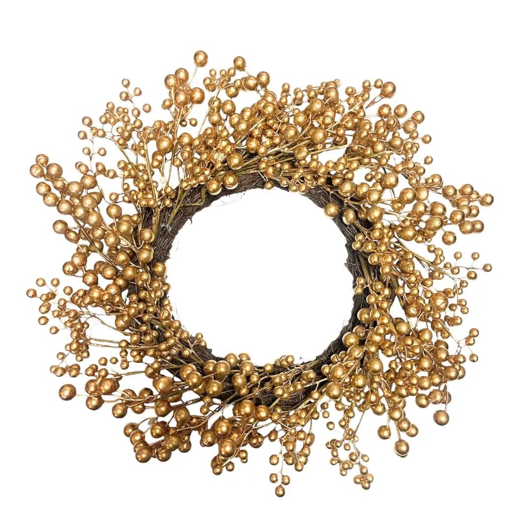20" Gold Berry Wreath/Fall Wreath/Natural Wreath/Outdoor Wreath/Green Outdoor Wreath/Green Leaf/Autumn Wreath/Artificial Fall