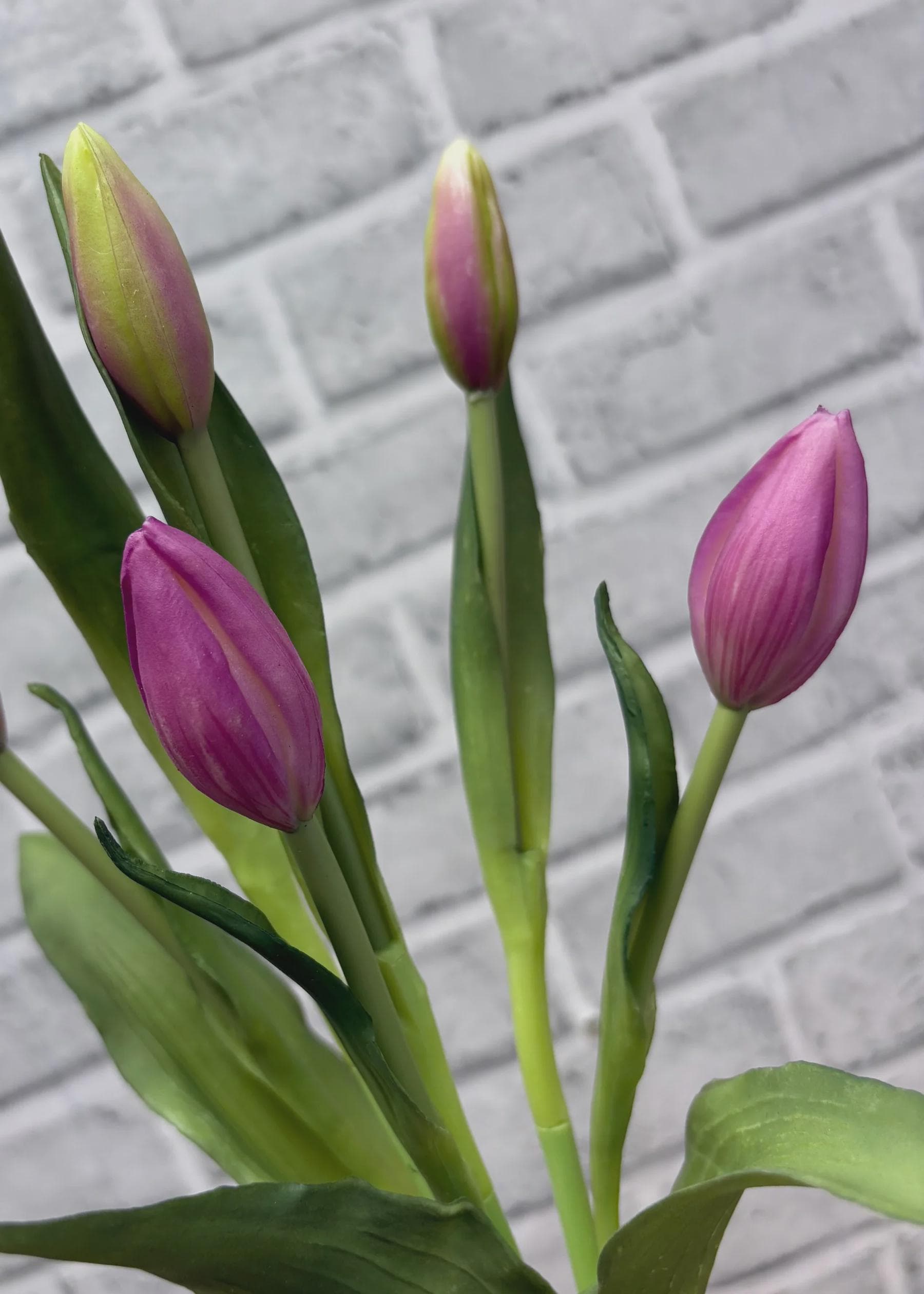 18.5"Lavender White Tulip Bud Bundle (6 Buds)–Fresh Touch Faux Purple Tulip Pick, Lifelike Artificial Spring Tulips for Vases & Easter Decor