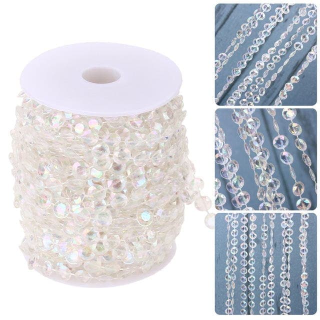 30m/99ft Acrylic Crystal Garland Hanging Diamond Strands Chandelier Wedding Manzanita Christmas Tree Decoration Clear or Iridescent